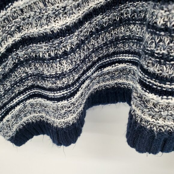 Catherines 2X Sweater Striped Knit Cowl Neck Pullover Navy Gray Plus Size Cozy - Picture 8 of 14
